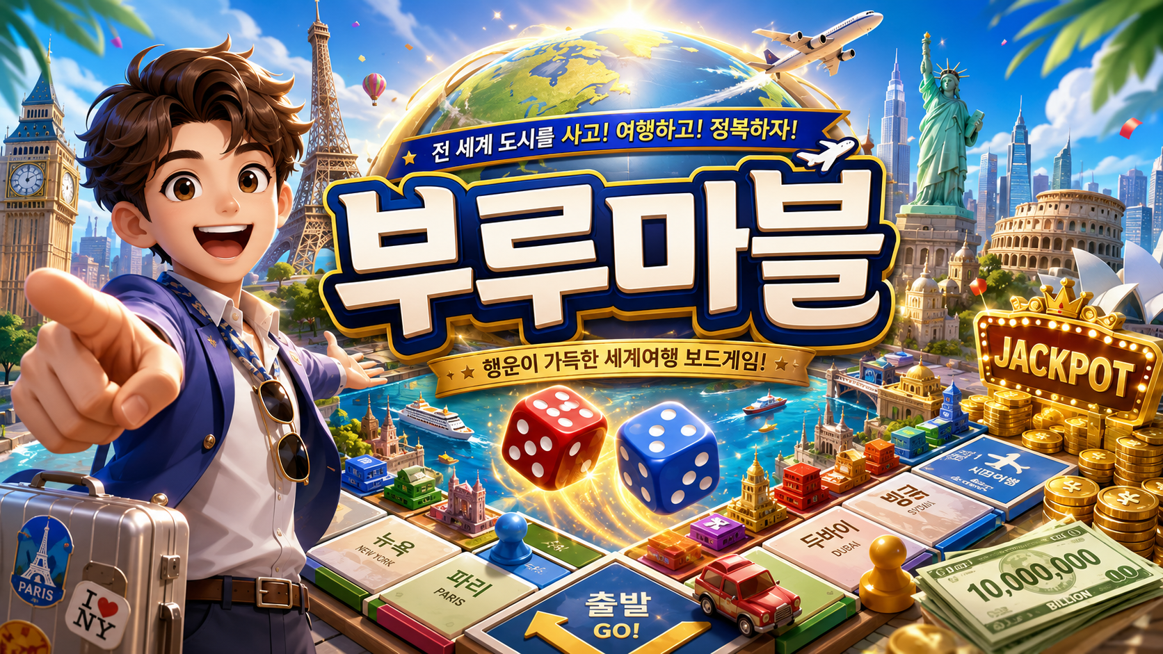 프롬프트 한 줄 만든 부루마블 게임